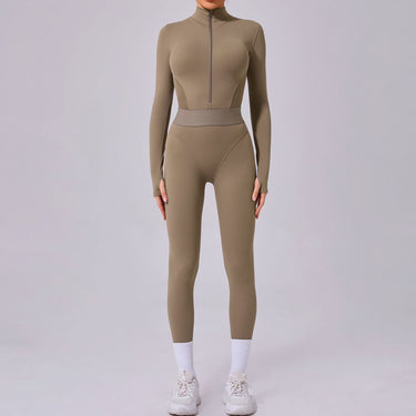 Mesh Stitching on Both Sides Yoga Jumpsuit Tight Elastic Waist Finger Hole Stitching Sports Fitness One Piece - Modestly Vogue